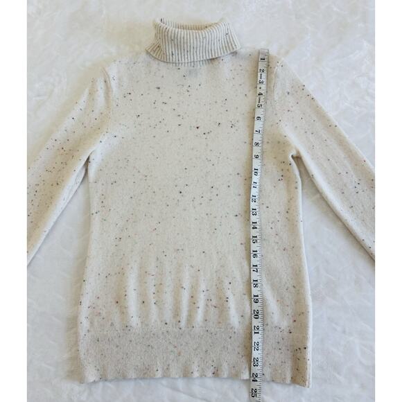 Lands’ End Women Size Xs Cashmere Turtleneck Sweater Fresh Ivory Rainbow Donegal - Picture 12 of 14